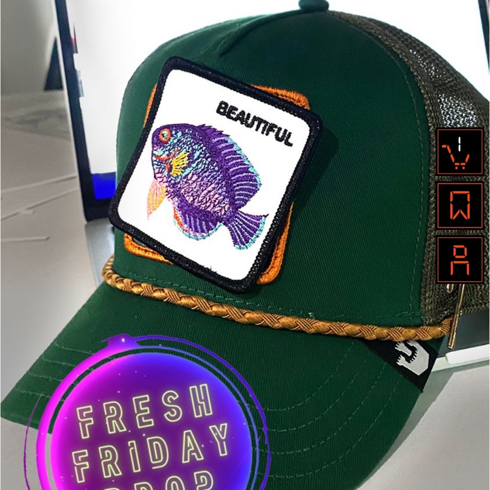 ⭐️NIB Limited Edition Goorin Brothers “Broken Camera” Cod Fish Trucker Hat